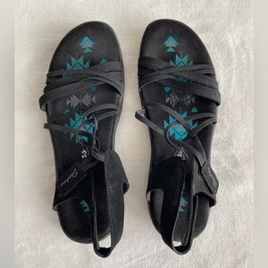 Skechers Womens Reggae Slim Takes Two Black Sandals 10 Memory Foam Stretch Gorpe